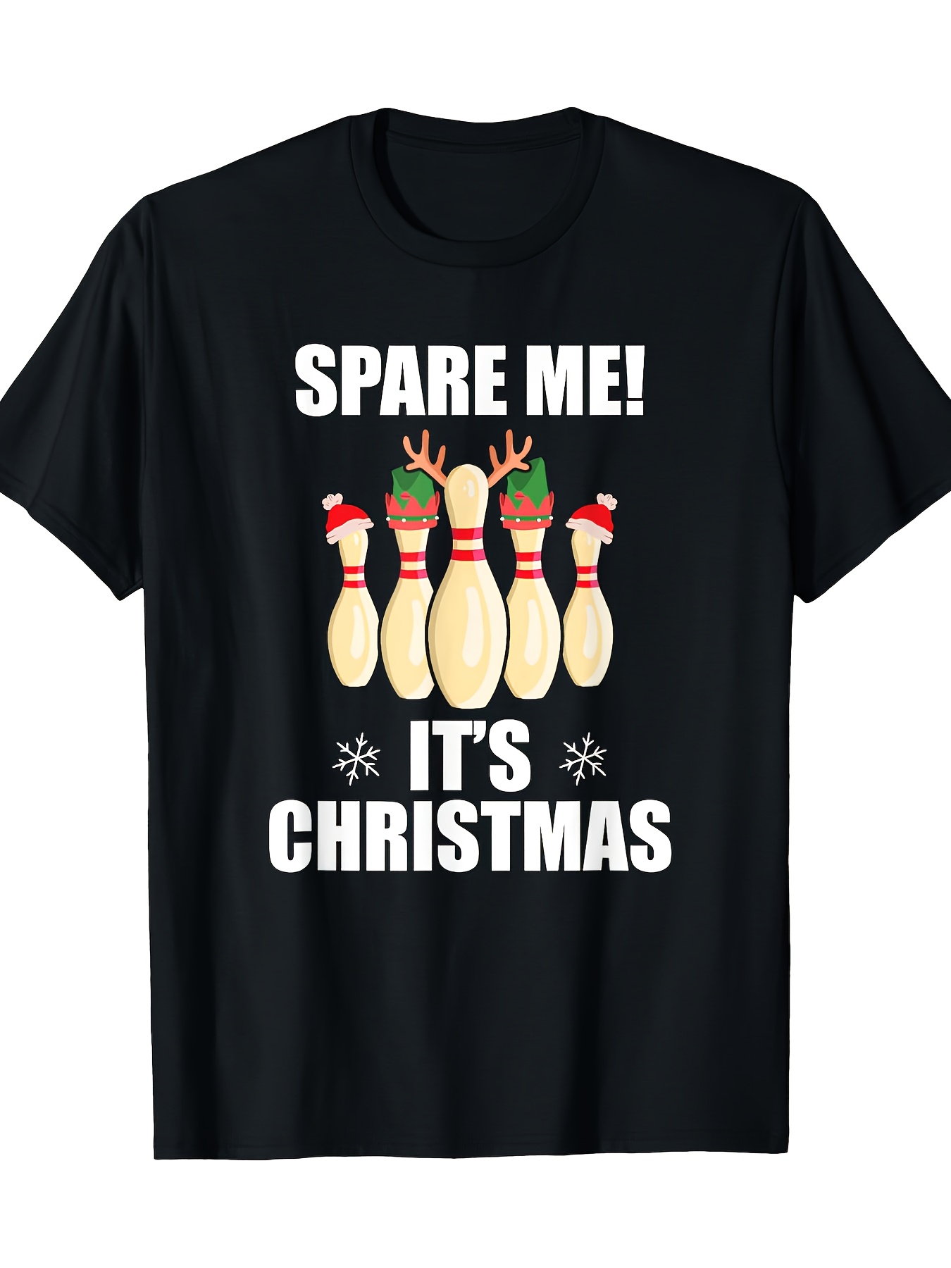 Short Sleeve Bowling Shirt Retro - Męska czarna świąteczna koszulka do bowlingu
