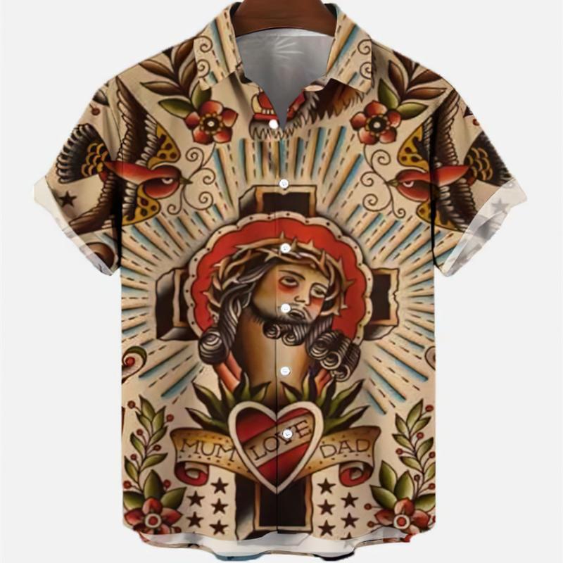 Vintage Hawaiian Floral Shirt - Hawajska męska letnia koszule z krótkim