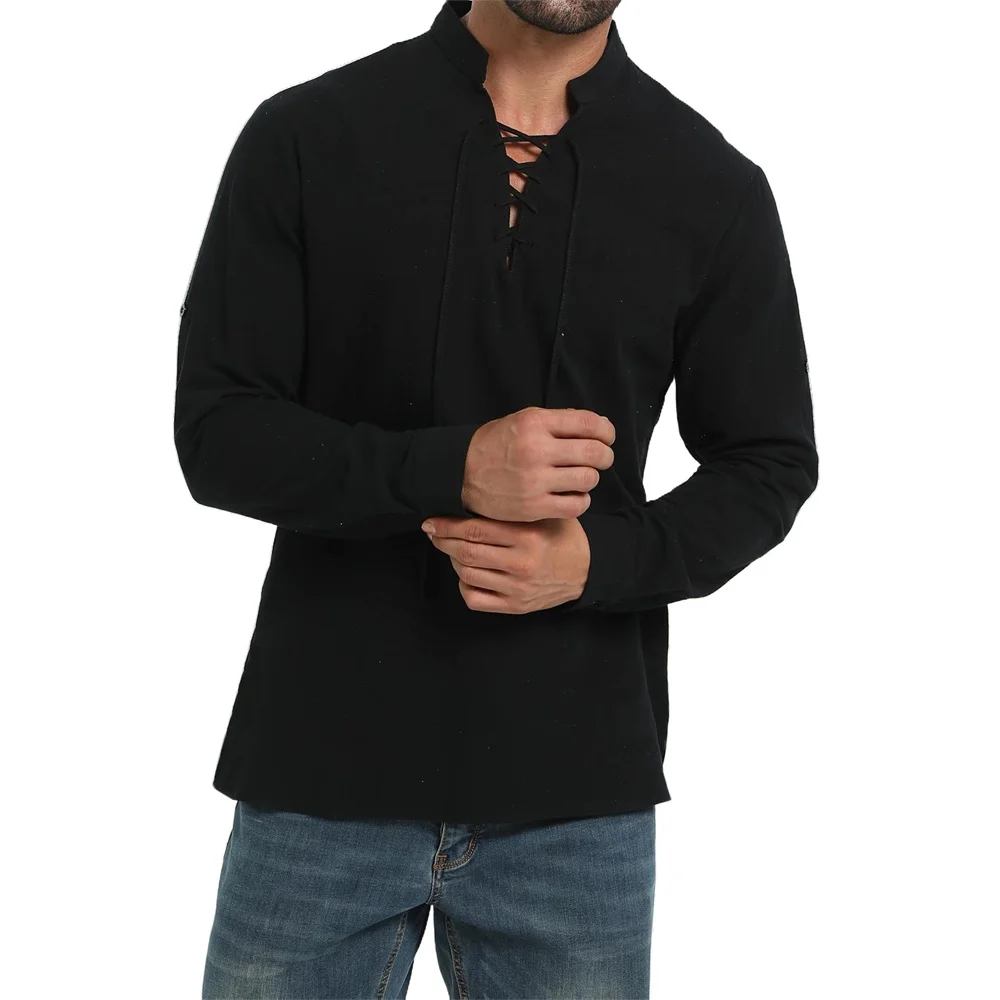 Medieval Gothic Lace Up Pirate Shirt - Męska koszula piracka na wiosnę i