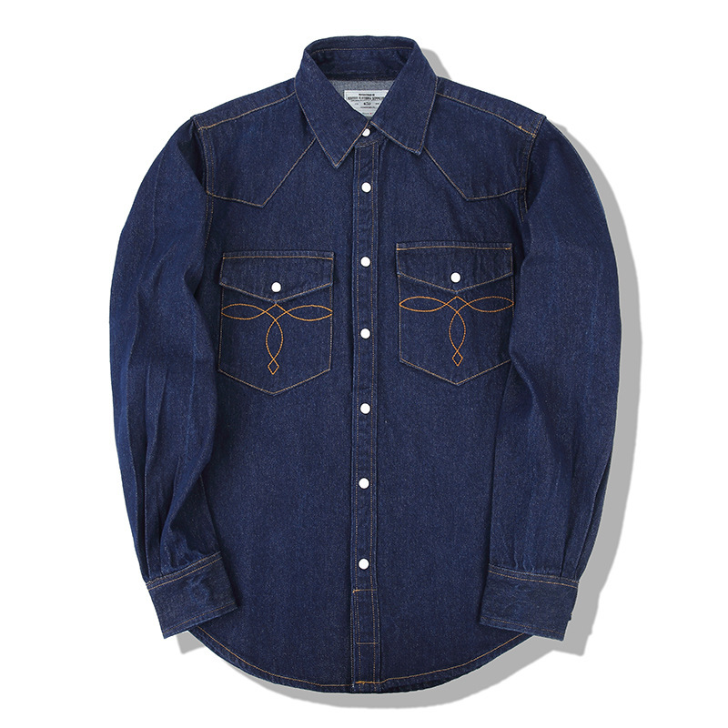 Mens Western Denim Pearl Snap Shirt - Koszule dżinsowe American Wash Vintage z
