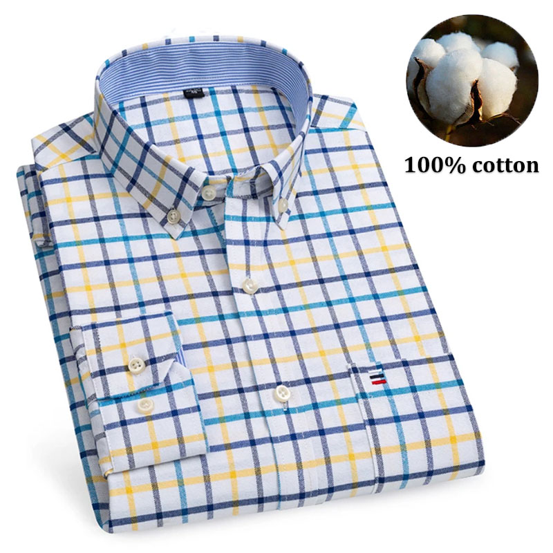 Oxford Cotton Casual Shirt Business - Męskie koszule 100% bawełna, długi rękaw,