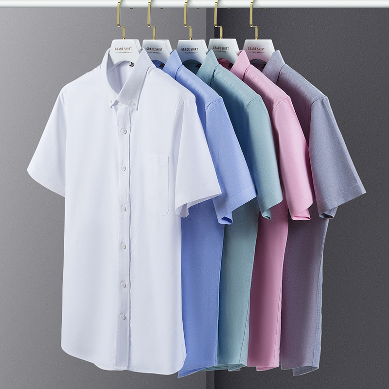 Oxford Cotton Casual Shirt Business - Letnie koszule męskie z krótkim rękawem