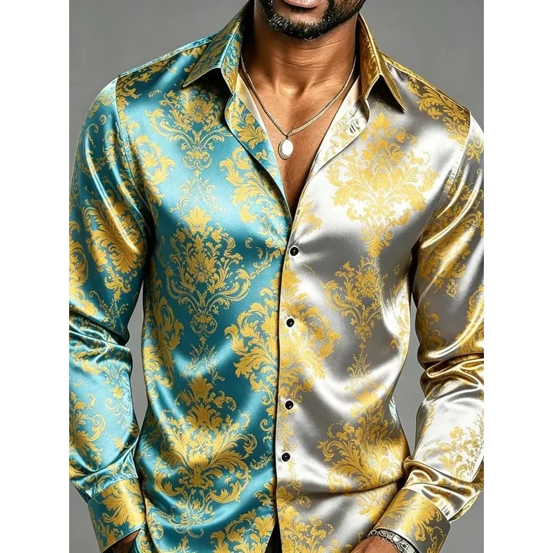 Mens Satin Silk Dress Shirt - Satynowe jedwabne koszule męskie z długim