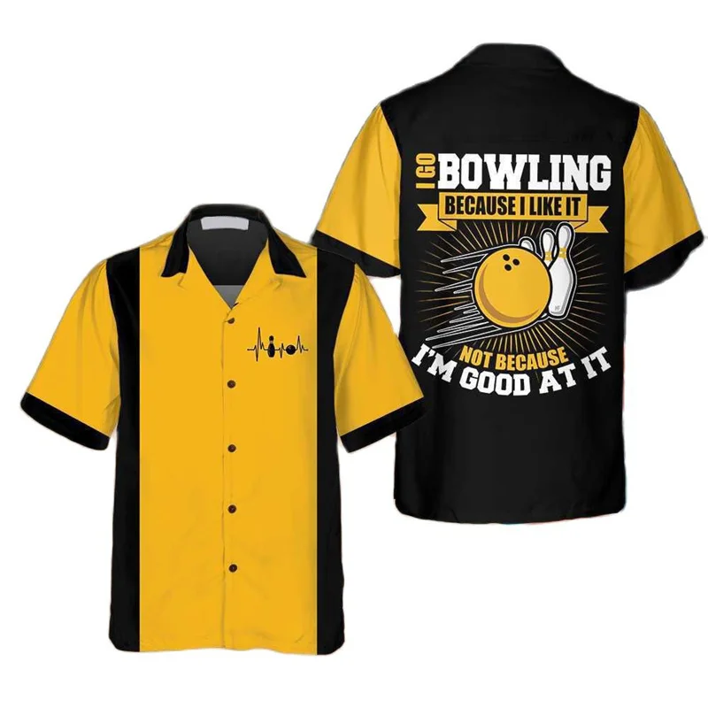 Short Sleeve Bowling Shirt Retro - Klasyczna koszulka męska z nadrukiem retro
