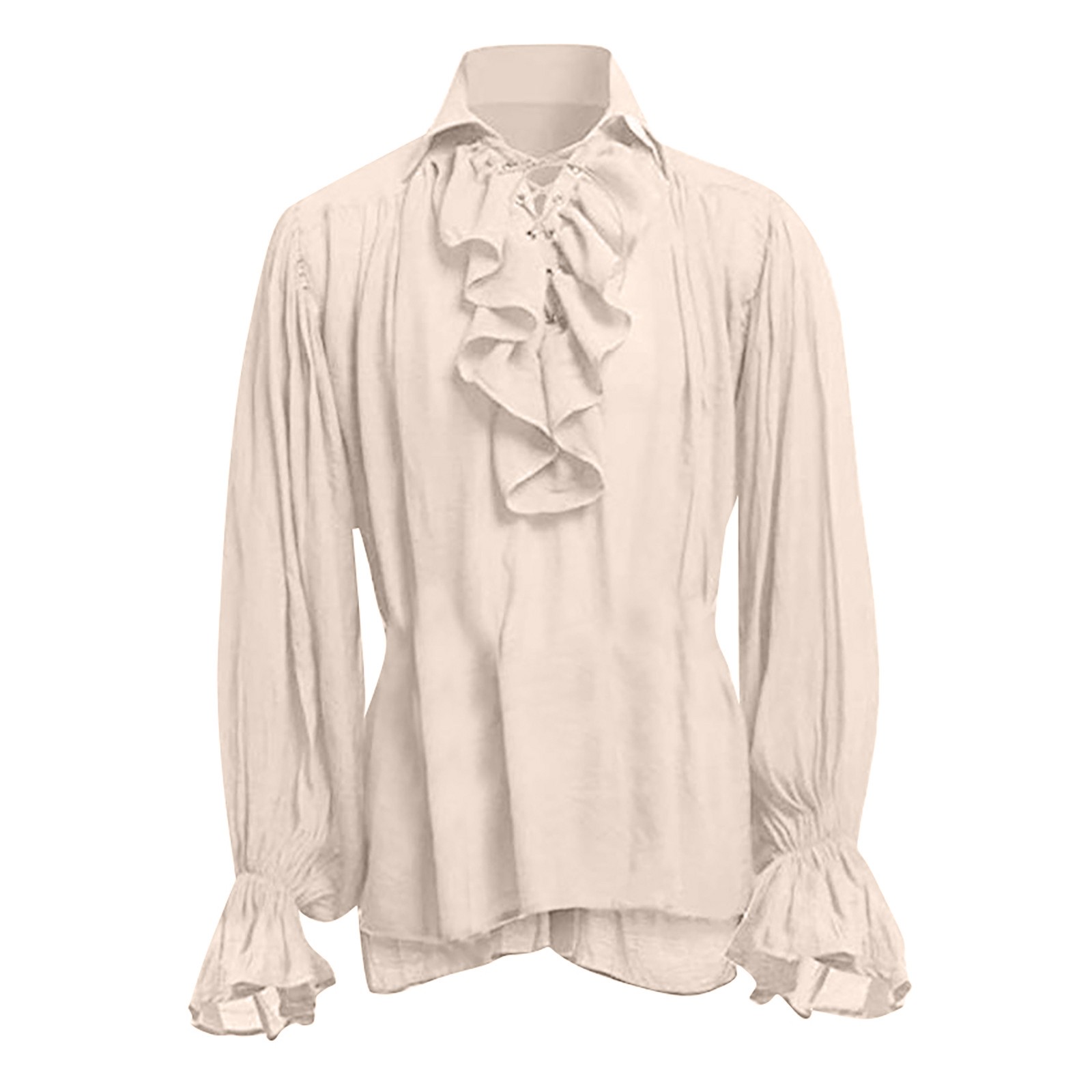 Medieval Gothic Lace Up Pirate Shirt - Męska koszula piracka na Halloween, sznurowana,