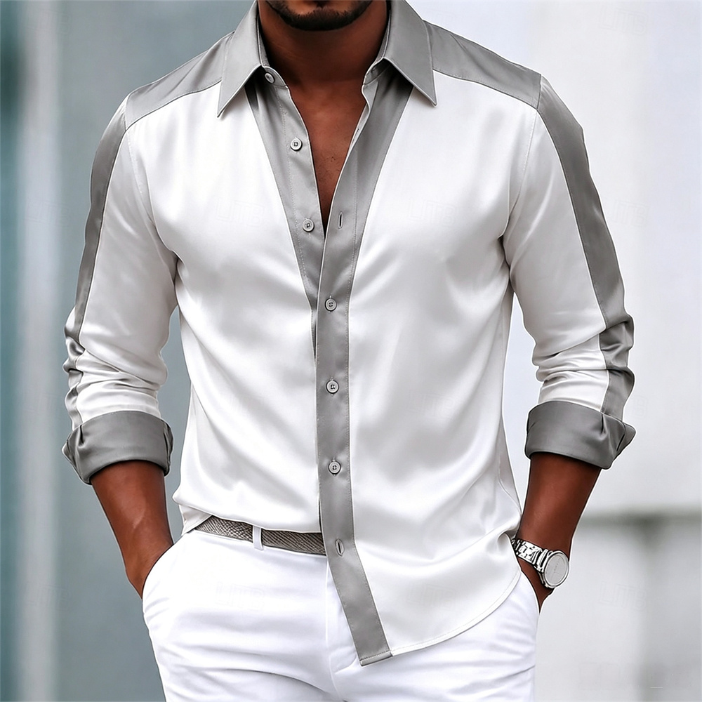 Mens Satin Silk Dress Shirt - Koszula męska, koszula satynowa, koszula wizytowa,