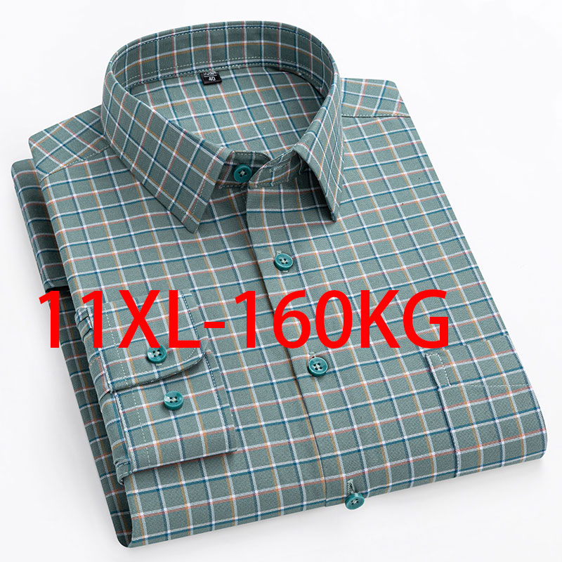 Oxford Cotton Casual Shirt Business - Nowość 11XL 10XL Bardzo duża męska