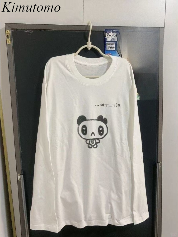 T-Shirts - Koszulki Kimutomo Damskie z Nadrukiem Kreskówkowym,