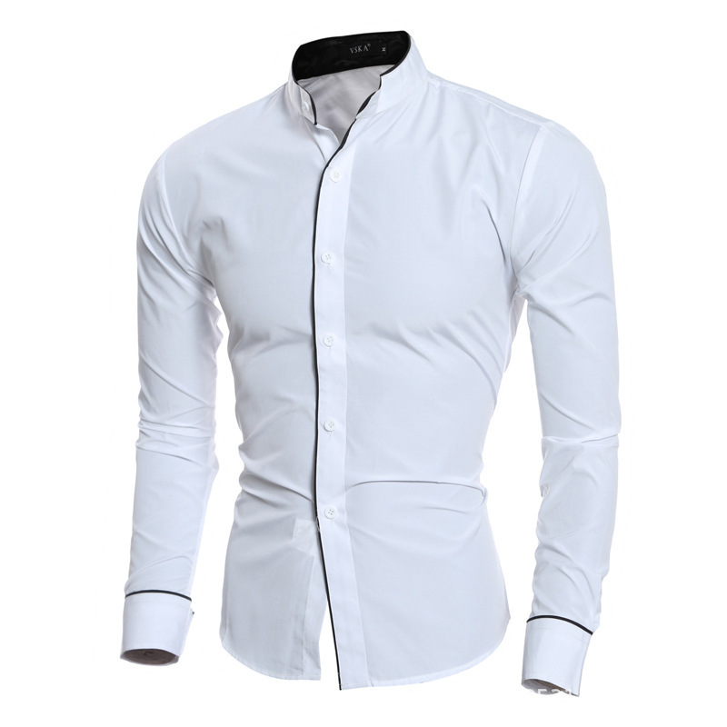 Męskie koszule slim fit z dług – Mandarin Collar Formal Shirt Slim Fit recenzja i cena