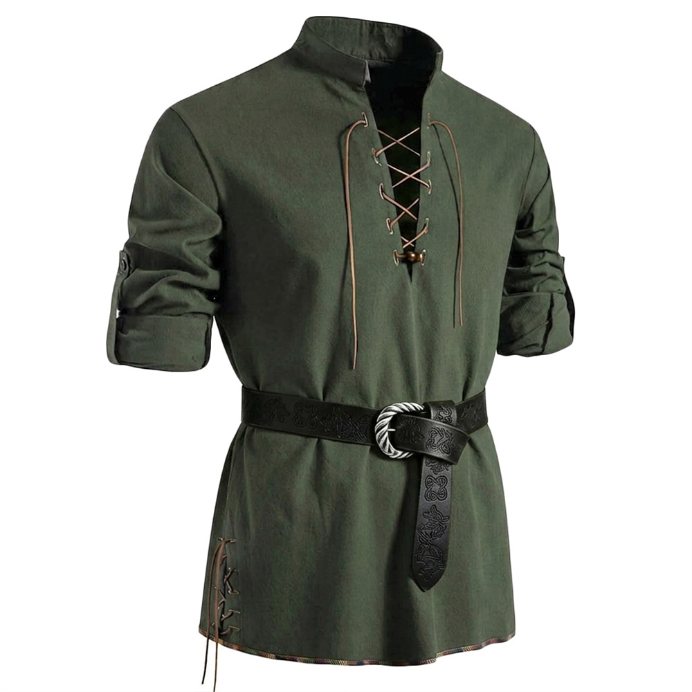 Męska koszula z bawełny o wygl – Medieval Gothic Lace Up Pirate Shirt recenzja i cena