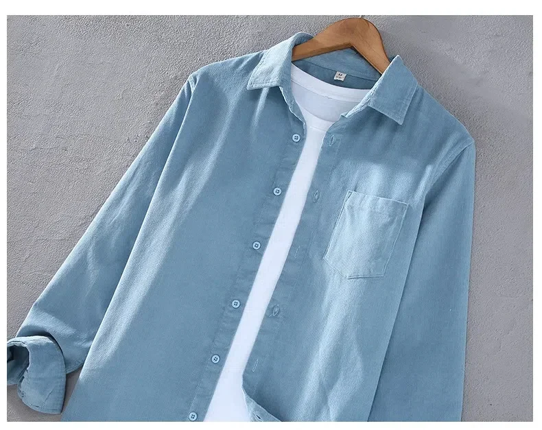 Męska koszula z długim rękawem – Corduroy Button Up Shirt Men recenzja i cena