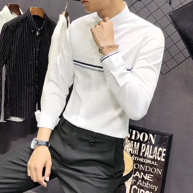 Męska koszula z mandaryńskim k – Mandarin Collar Formal Shirt Slim Fit recenzja i cena