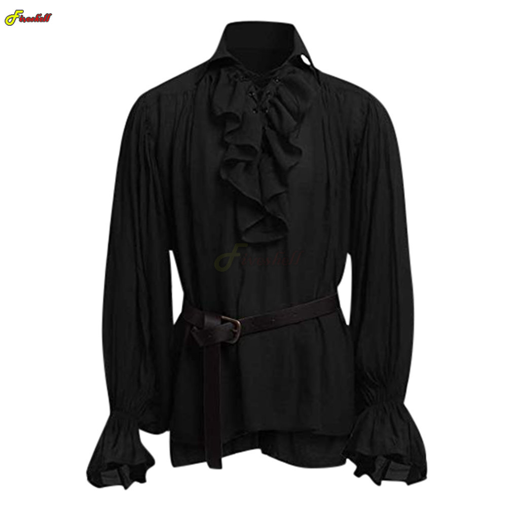 Męska koronka na Halloween w g – Medieval Gothic Lace Up Pirate Shirt recenzja i cena