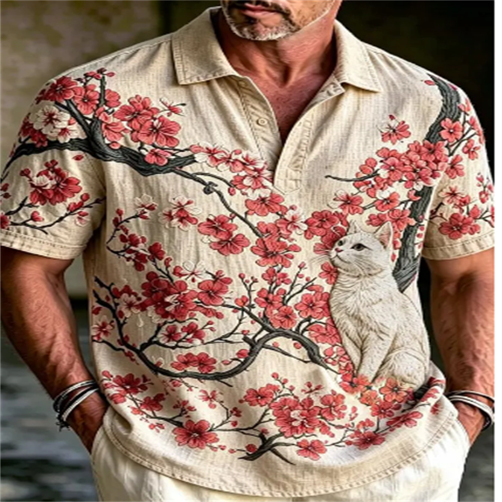 Męska koszulka polo z krótkim  – Vintage Hawaiian Floral Shirt recenzja i cena