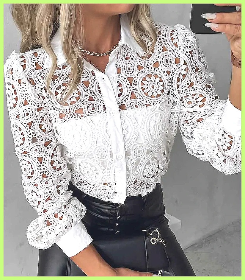 Damska biała koronkowa koszula – Shirts recenzja i cena