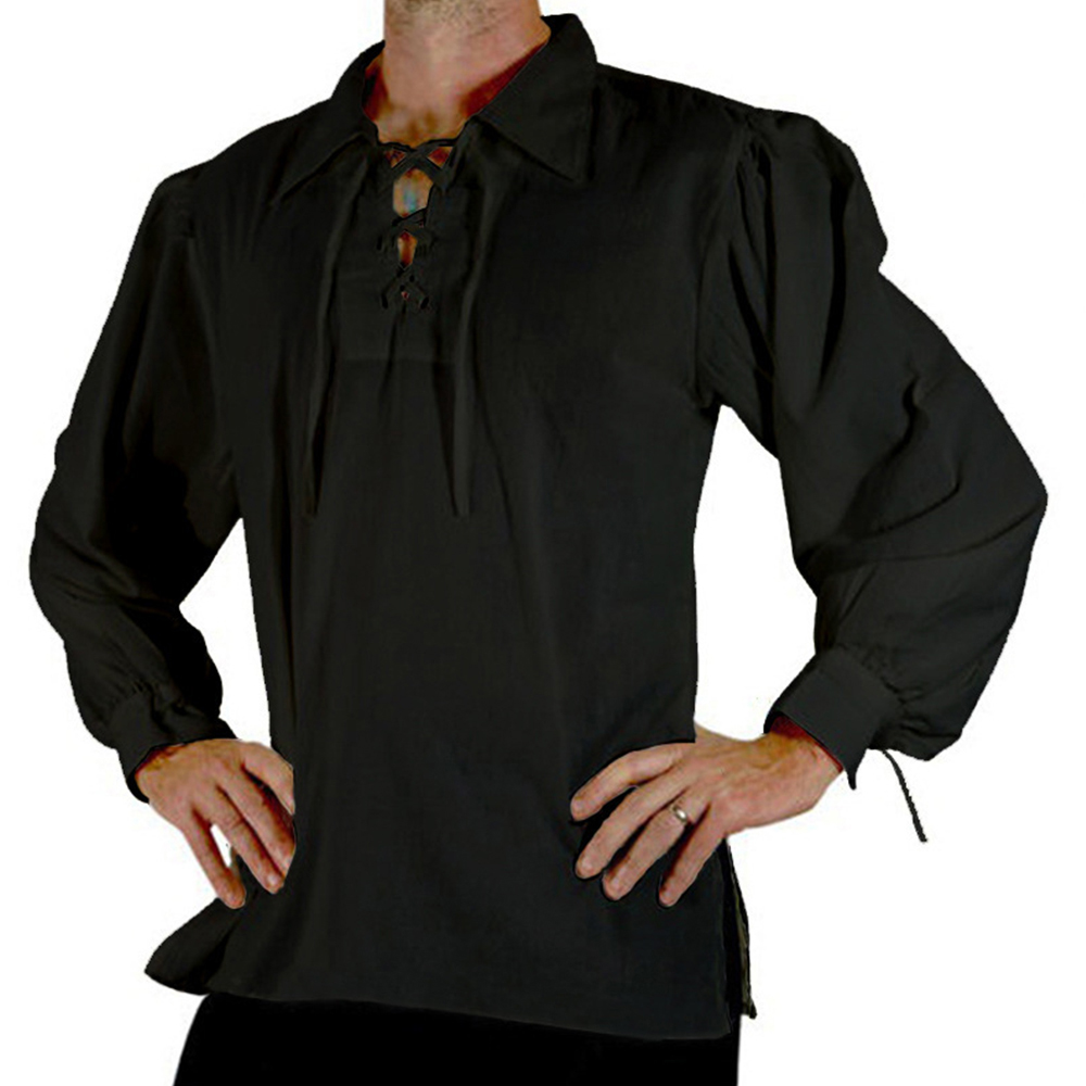 Męski strój średniowieczny ren – Medieval Gothic Lace Up Pirate Shirt recenzja i cena