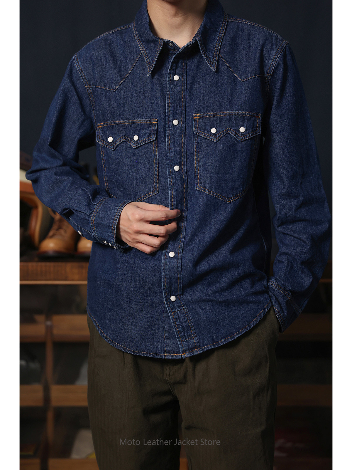 Amerykańska koszula dżinsowa w – Mens Western Denim Pearl Snap Shirt recenzja i cena