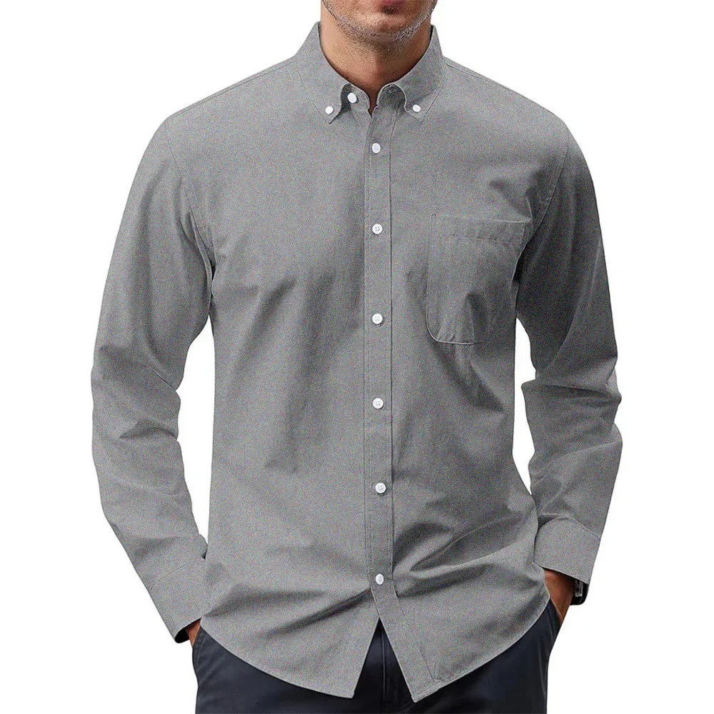 Męskie koszule z długim rękawe – Oxford Cotton Casual Shirt Business recenzja i cena