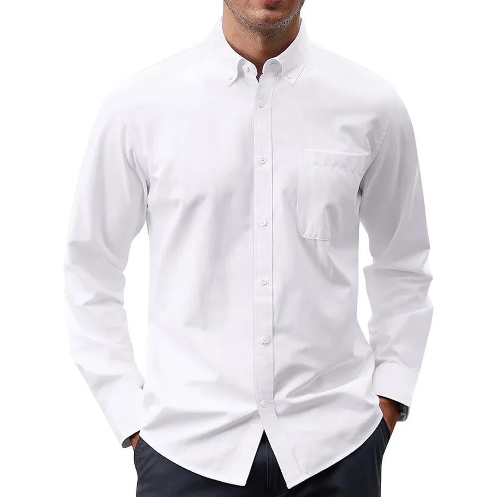 Męskie koszule z długim rękawe – Oxford Cotton Casual Shirt Business recenzja i cena